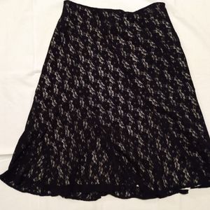 Apostrophe black lace over white A line skirt